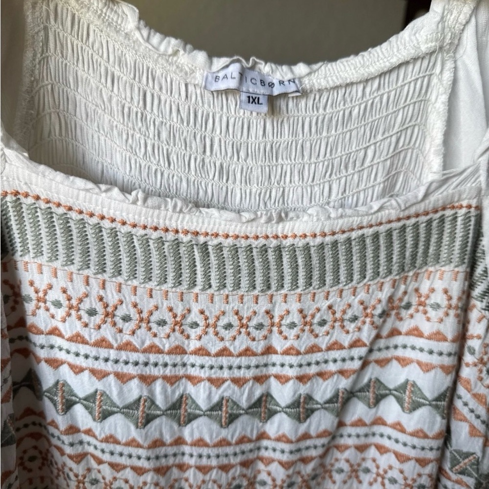 Baltic Born White Dress with Embroidered Pattern - Picture 2 of 3